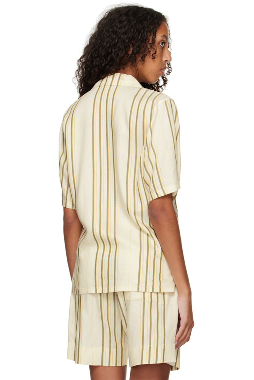 Viscose and acetate-blend gabardine shirt. Stripes throughout. 

· Open spread collar
· Button closure
· Logo embroidered at patch pocket
· Vented side seams

Available exclusively at SSENSE. 

Supplier color: Ecru/Yellow/Green