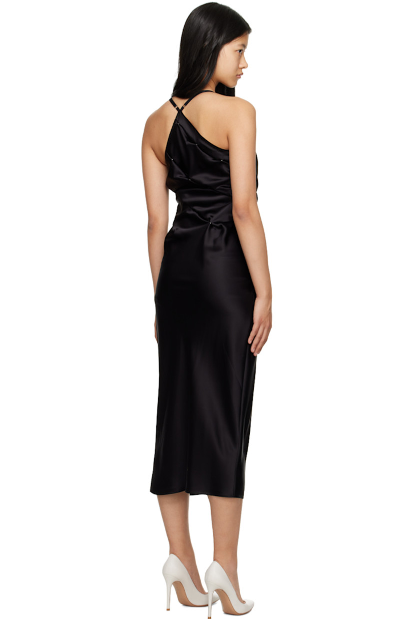 Acetate-blend satin dress. Press-stud detailing throughout for alternate styling. 

· V-neck 
· Adjustable shoulder straps 
· Unlined

Supplier color: Black