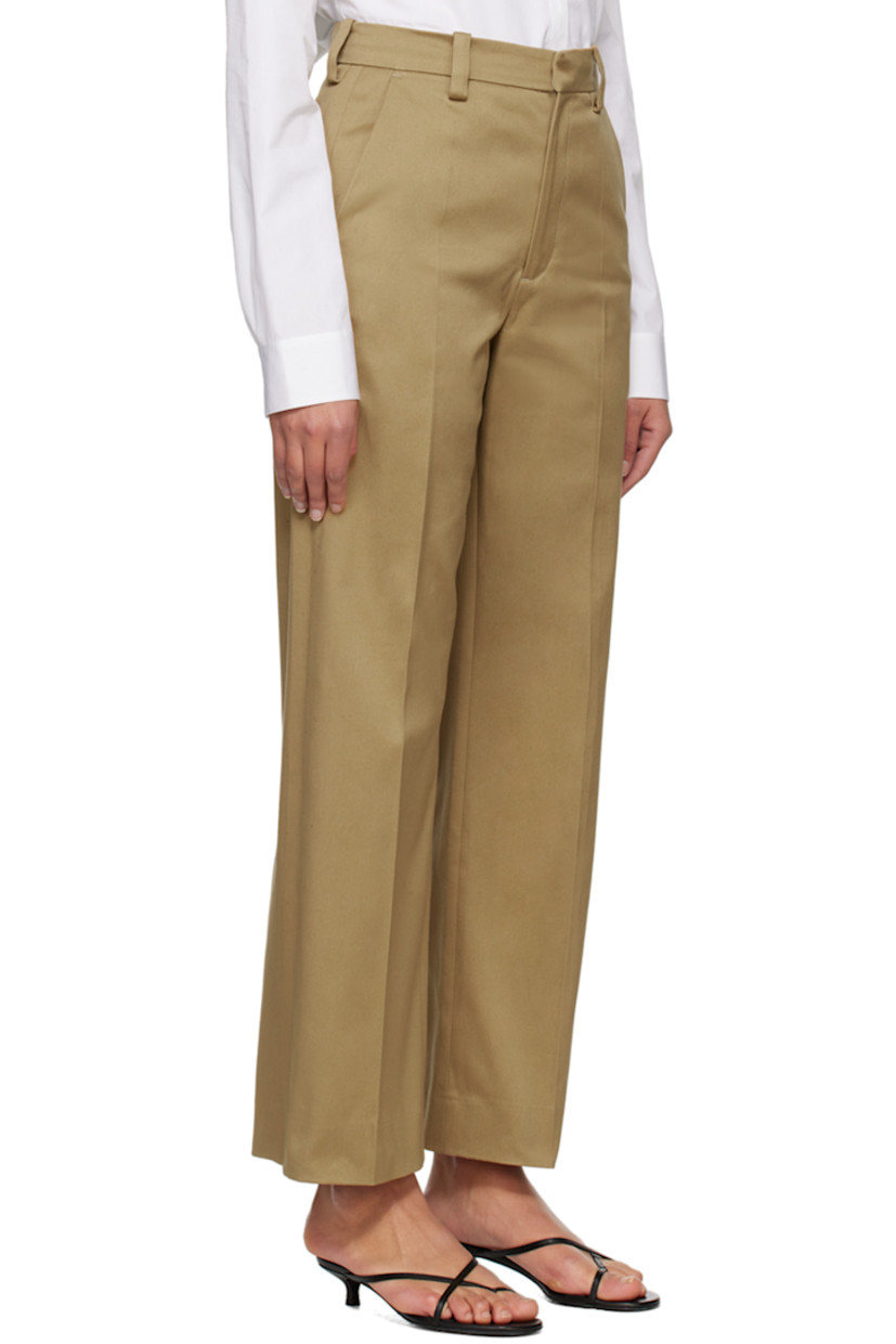 Straight-leg stretch cotton twill trousers.

· Belt loops
· Four-pocket styling
· Zip-fly
· Central creases at front and back

Wholesale exclusivity at SSENSE.

Supplier color: Beige