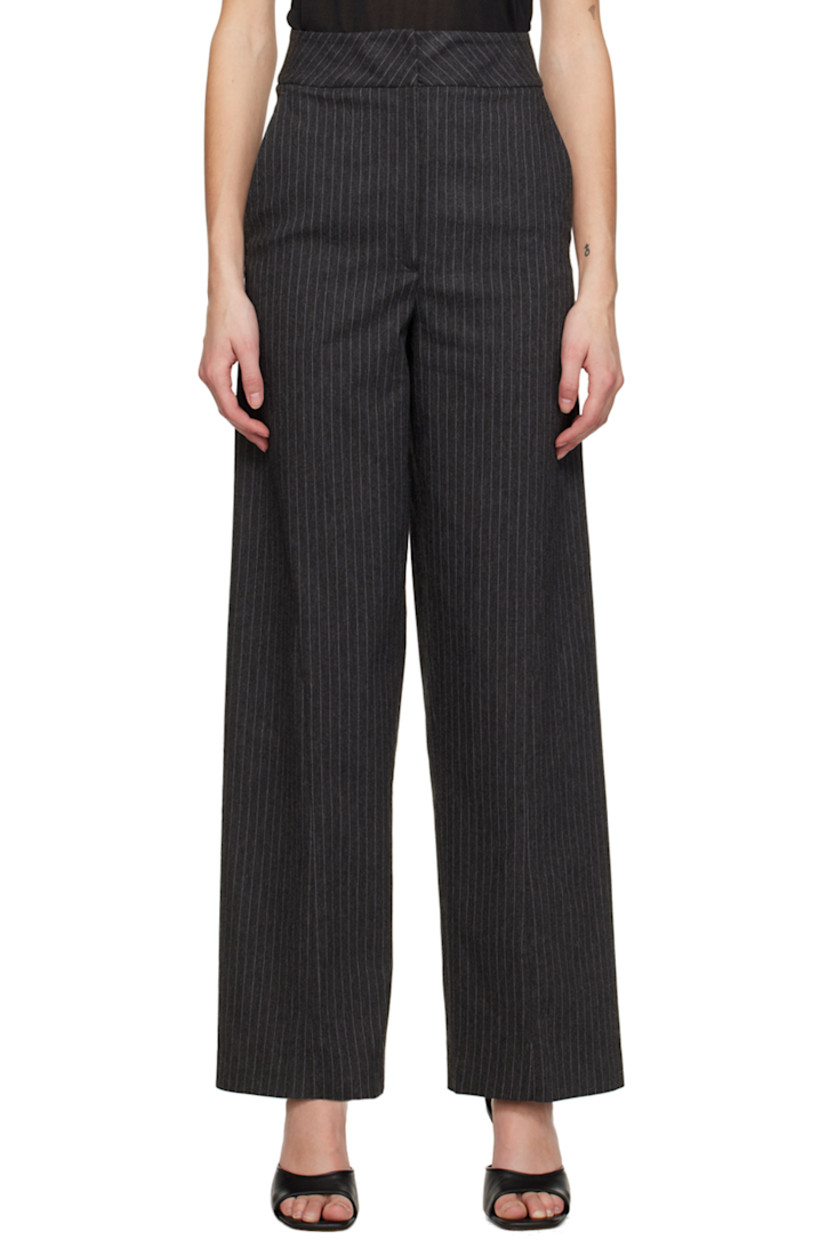 Brushed stretch viscose-blend twill trousers. Stripes throughout. 

· Four-pocket styling 
· Zip-fly 
· Modified outseams

Supplier color: Grey/Lilac