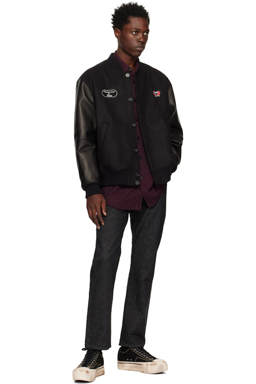 Wool and cotton-blend cavalry twill shirt. Check pattern throughout.

· Spread collar
· Button closure
· Patch pockets at front
· Frayed edge at droptail hem
· Two-button barrel cuffs
· Pleats at back yoke

Supplier color: Bordeaux