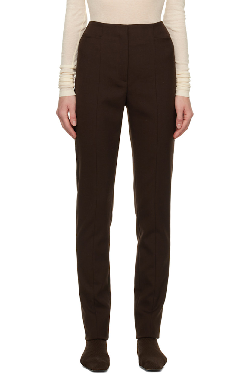 Slim-fit stretch polyester and viscose-blend twill trousers.

· High-rise
· Four-pocket styling
· Zip-fly
· Pinched seam at front and back

Supplier color: Chocolate