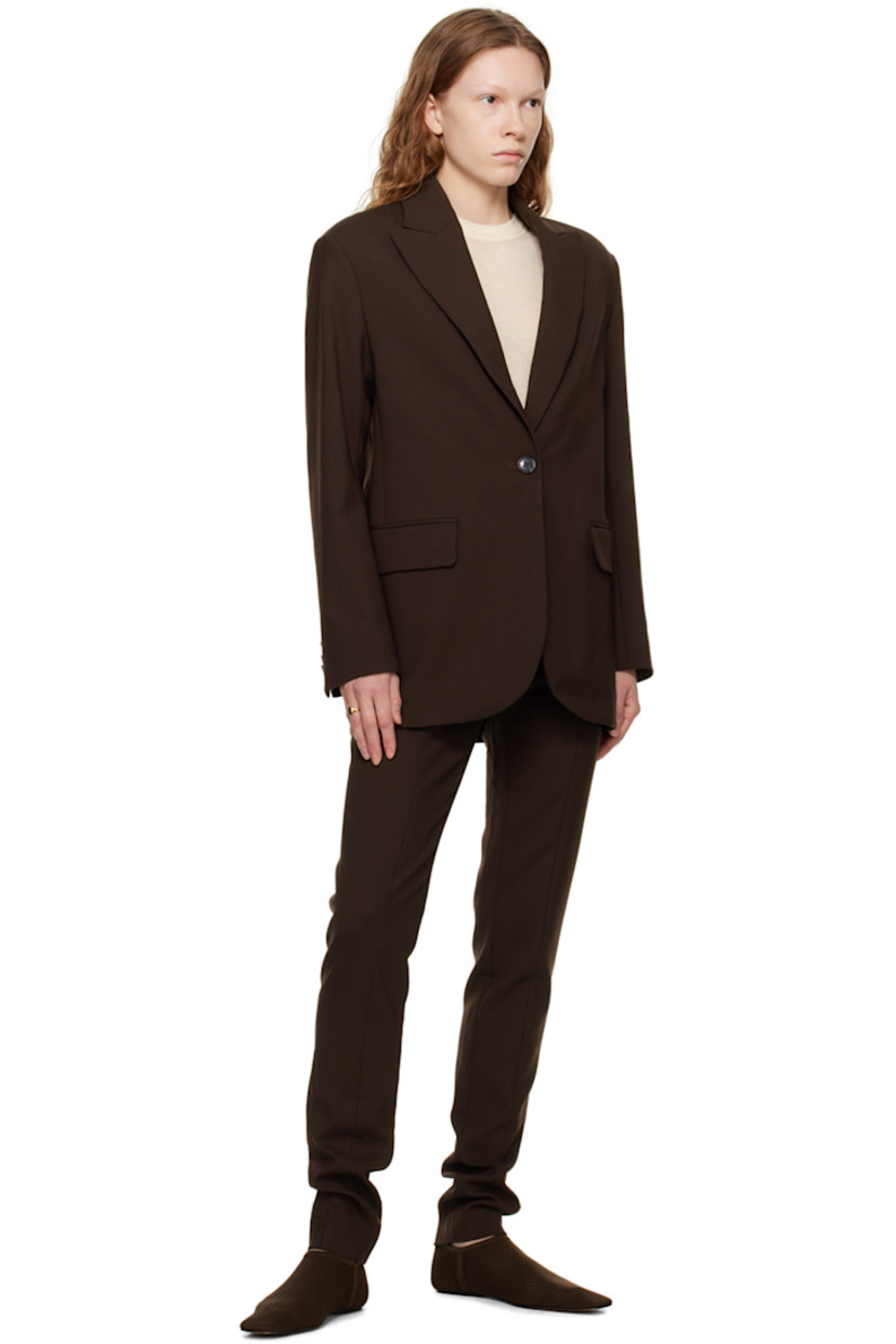 Slim-fit stretch polyester and viscose-blend twill trousers.

· High-rise
· Four-pocket styling
· Zip-fly
· Pinched seam at front and back

Supplier color: Chocolate