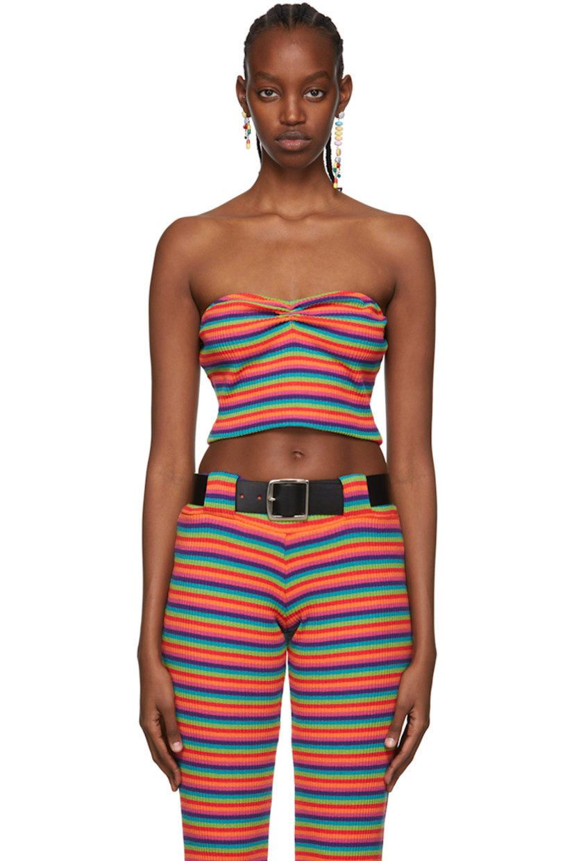 Stretch rib knit cotton-blend top. Striped pattern throughout.

Part of the SS93 Re-Edition capsule collection.

Available exclusively at SSENSE.

Supplier color: Rainbow