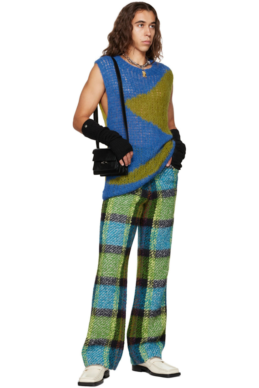 Open-knit superfine alpaca-blend vest. 

· Crewneck
· Intarsia-knit pattern throughout

Available exclusively at SSENSE. 

Supplier color: Blue/Green