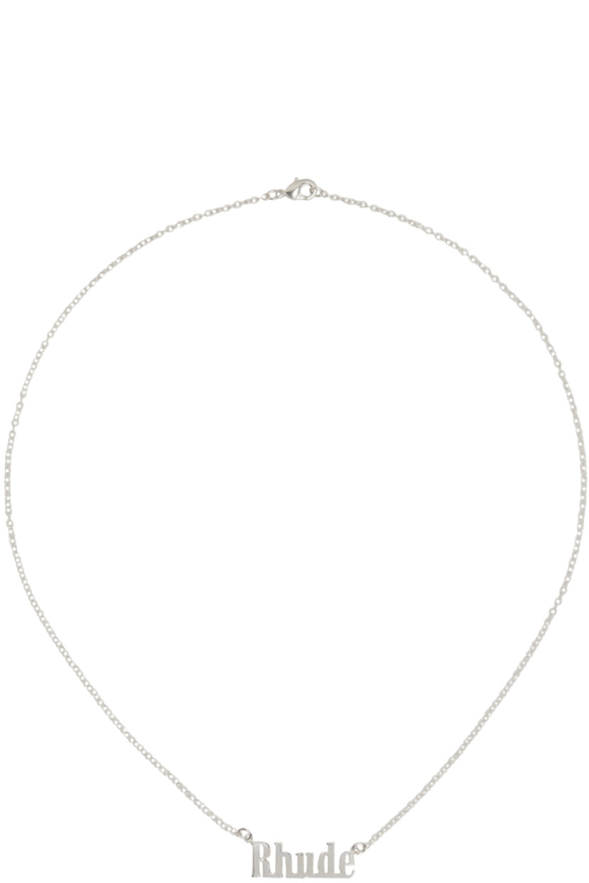 Cable chain necklace in silver-tone brass. 

· Logo hardware at drop
· Lobster-clasp fastening
· L16"

Supplier color: Silver