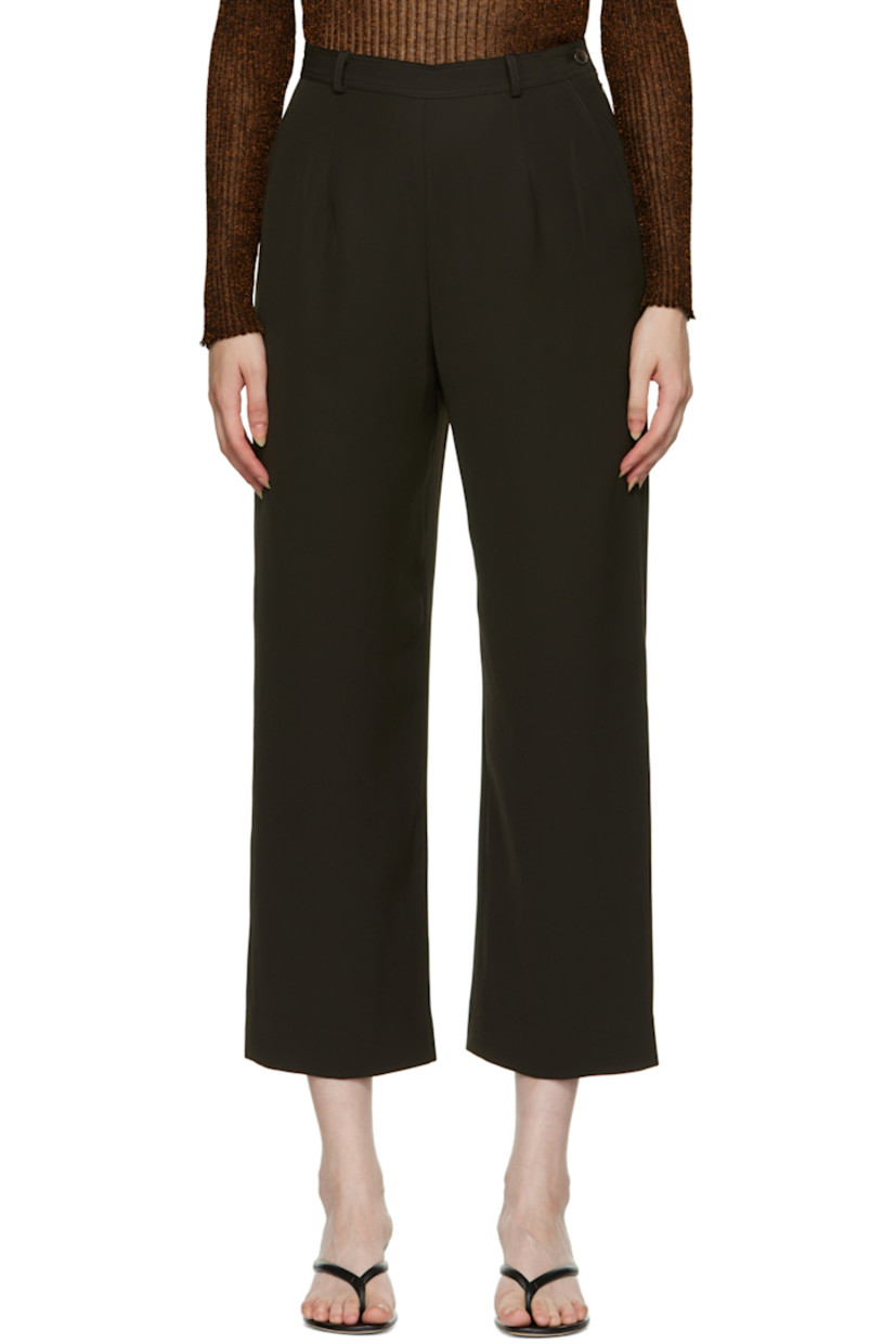 Recycled polyester-blend twill trousers. 

· Belt loops and darts at waistband
· Two-pocket styling
· Zip closure at outseam 

Wholesale exclusivity at SSENSE. 

Supplier color: Chocolate
