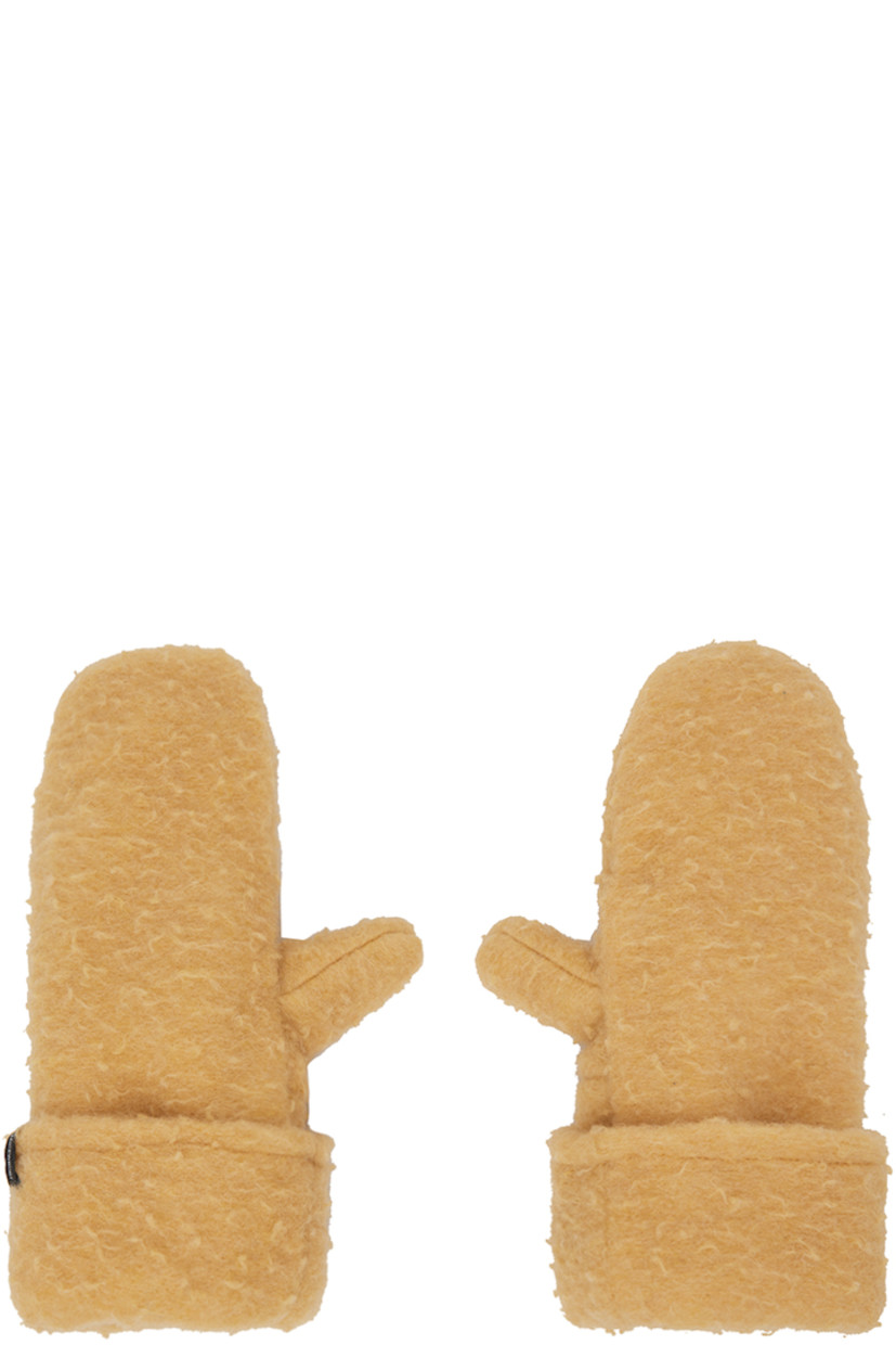 Brushed wool-blend fleece mittens in yellow.

· Pilling throughout
· Logo patch at rolled cuffs

Supplier color: Yellow