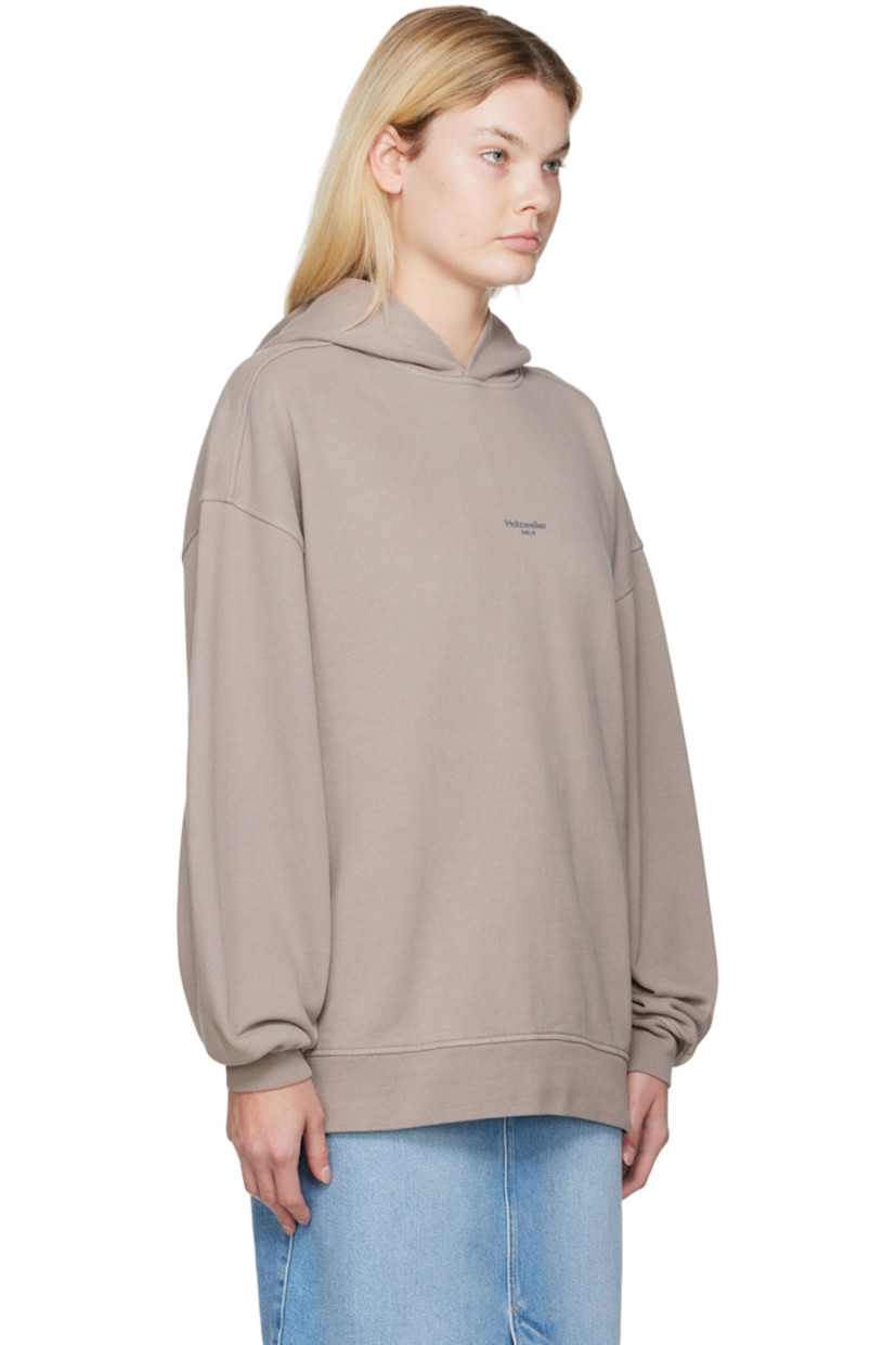 Recycled cotton French terry hoodie.

· Rubberized logo at front 
· Rib knit cuffs and hem

Supplier color: Taupe