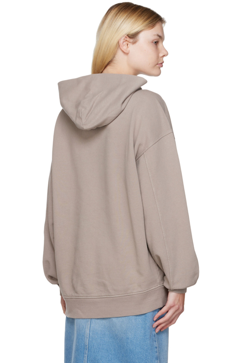 Recycled cotton French terry hoodie.

· Rubberized logo at front 
· Rib knit cuffs and hem

Supplier color: Taupe