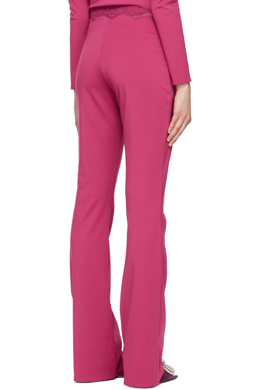 Stretch polyester jersey trousers. Lace trim at asymmetric waistband.

Supplier color: Red violet