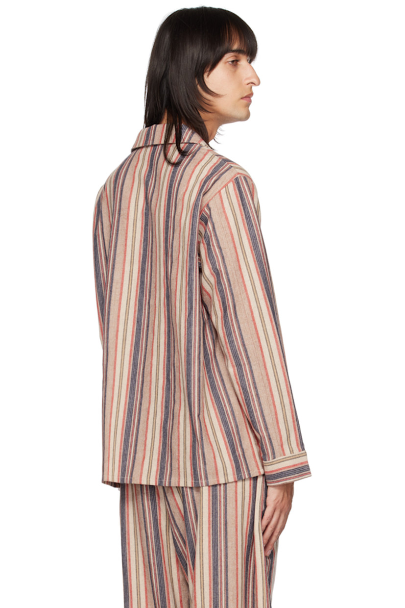Recycled cashmere and recycled nylon-blend plain-woven shirt. Stripes throughout. 

· Open spread collar 
· Button closure 
· Patch pockets 

Supplier color: Stripe
