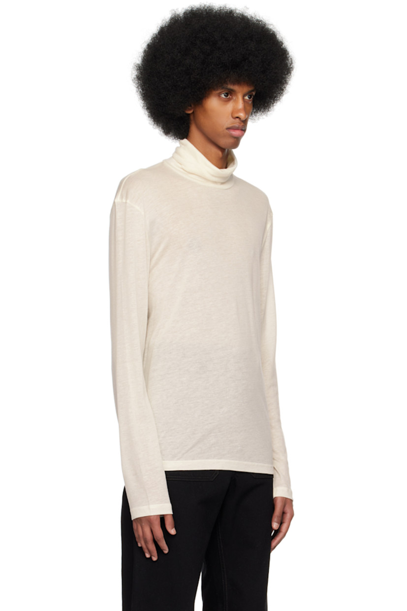 Semi-sheer TENCEL™ and cashmere-blend jersey turtleneck.

Supplier color: White chalk