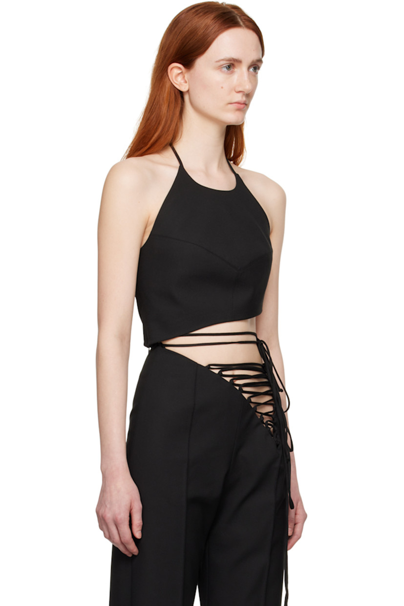 Plain-woven stretch polyester- and viscose-blend tank top.

· Asymmetrical construction
· Self-tie halter strap
· Concealed zip closure at side seams
· Self-tie fastening at waist
· Full poplin lining

Wholesale exclusivity at SSENSE.

Supplier color: Black