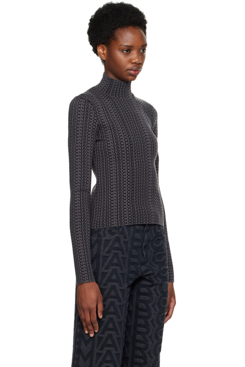 Knit stretch wool-blend turtleneck. Jacquard logo pattern throughout.

· Mock neck
· Logo flag at side seam

Supplier color: Black/Charcoal