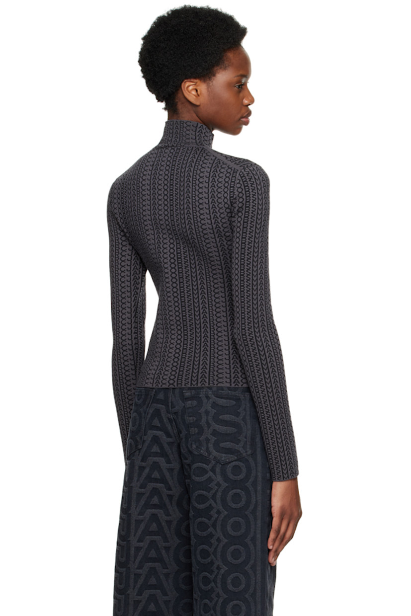 Knit stretch wool-blend turtleneck. Jacquard logo pattern throughout.

· Mock neck
· Logo flag at side seam

Supplier color: Black/Charcoal