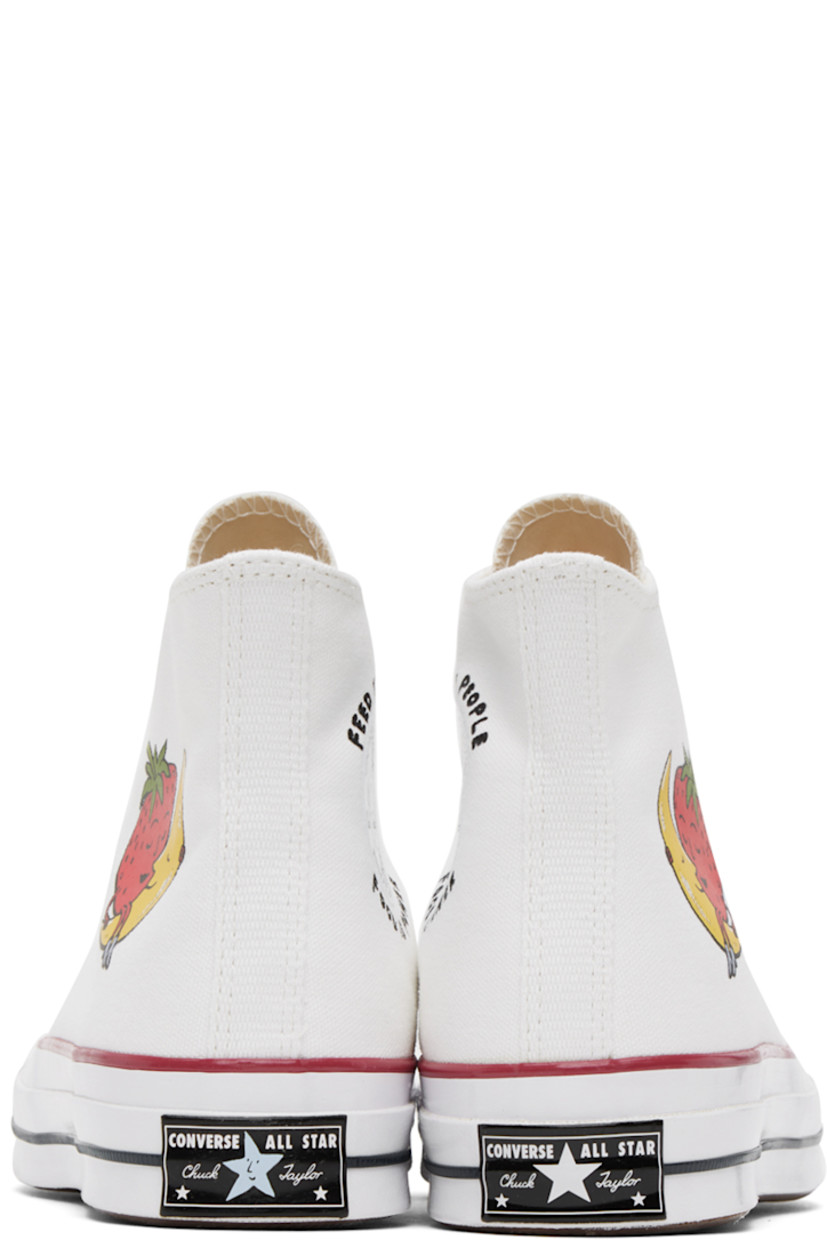 High-top canvas sneakers in white.

· Rubber cap toe
· Lace-up closure
· Logo graphic bonded at sides
· Metal eyelets at inner sides
· Treaded rubber outsole

Part of the Sky High Farm Workwear x Converse collaboration.

Supplier color: White