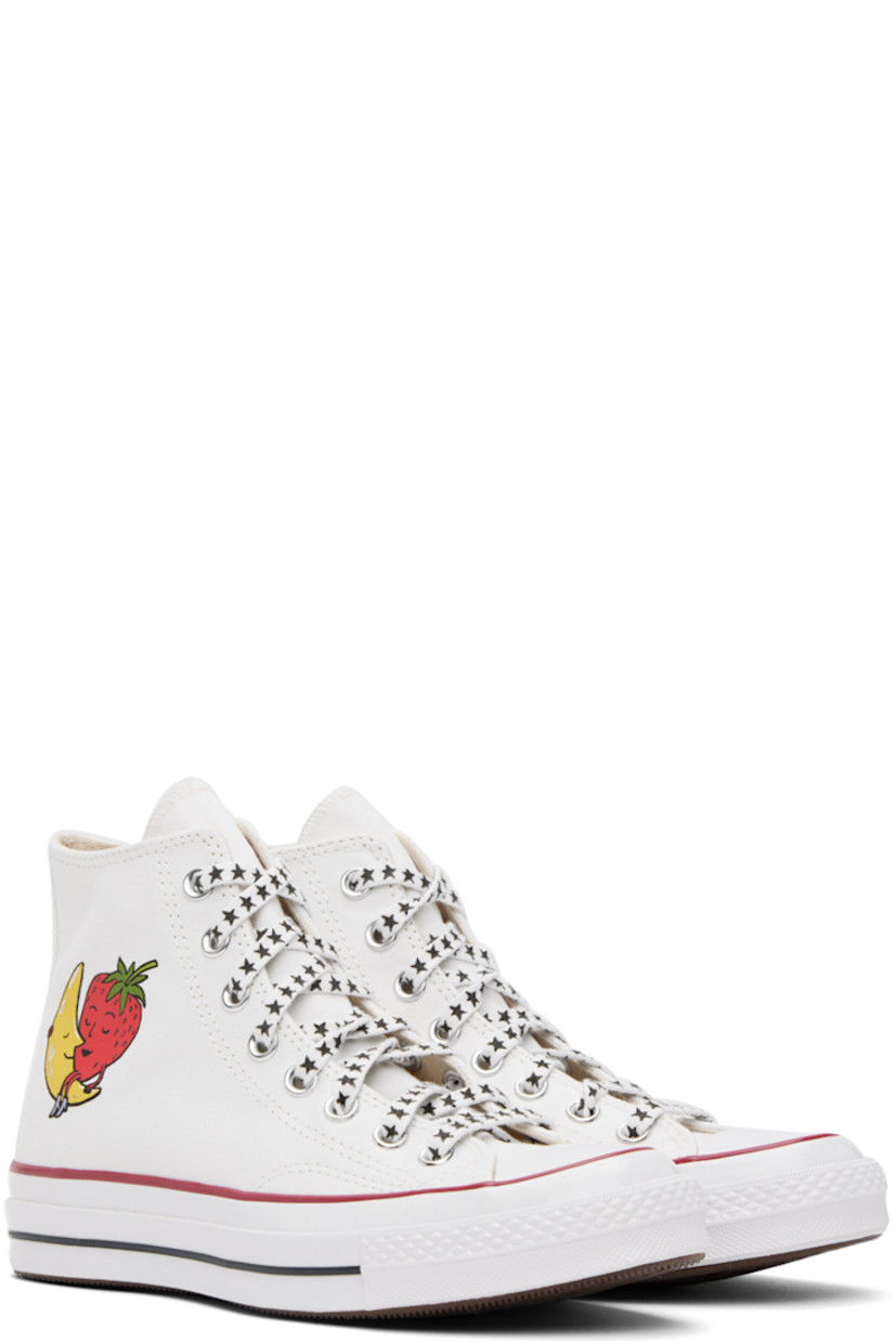 High-top canvas sneakers in white.

· Rubber cap toe
· Lace-up closure
· Logo graphic bonded at sides
· Metal eyelets at inner sides
· Treaded rubber outsole

Part of the Sky High Farm Workwear x Converse collaboration.

Supplier color: White
