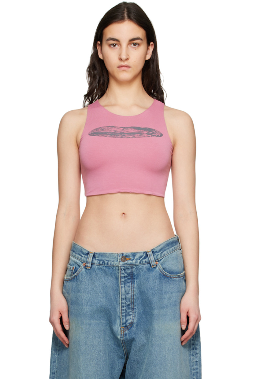 Stretch viscose jersey tank top. 

· Crewneck 
· Graphic printed at front 
· Logo flag at side seam 

Available exclusively at SSENSE. 

Supplier color: Polymer pink