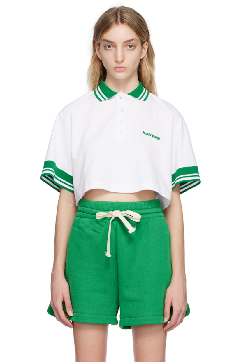 Cotton piqué polo. 

· Rib knit spread collar and cuffs 
· Four-button placket 
· Logo embroidered at chest 

Supplier color: White