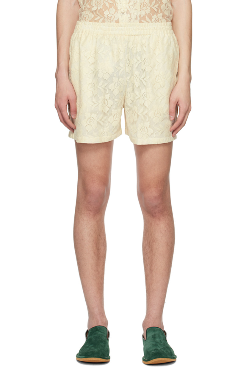 Handcrafted cotton lace shorts. 

· Elasticized waistband
· Two-pocket styling
· Full plain-woven cotton lining

Supplier color: Off-white