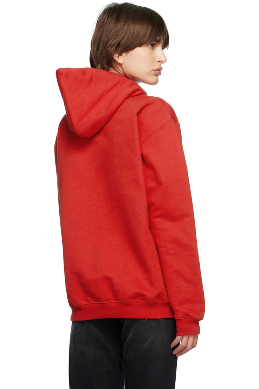 Cotton-blend French terry hoodie.

· Drawstring at hood
· Logo graphic bonded at front and back collar
· Rib knit hem and cuffs
· Dropped shoulders

Supplier color: Red
