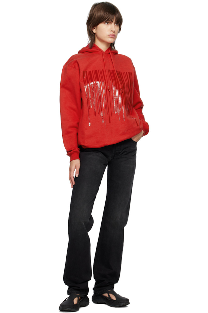 Cotton-blend French terry hoodie.

· Drawstring at hood
· Logo graphic bonded at front and back collar
· Rib knit hem and cuffs
· Dropped shoulders

Supplier color: Red