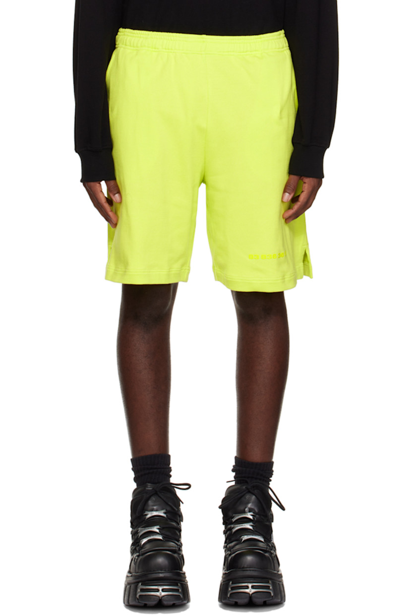 Knit cotton shorts.

· Concealed drawstring at elasticized waist
· Three-pocket styling
· Logo bonded at front and back
· Vented outseams

Supplier color: Fluorescent yellow