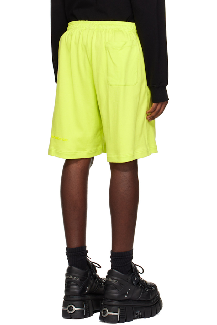 Knit cotton shorts.

· Concealed drawstring at elasticized waist
· Three-pocket styling
· Logo bonded at front and back
· Vented outseams

Supplier color: Fluorescent yellow