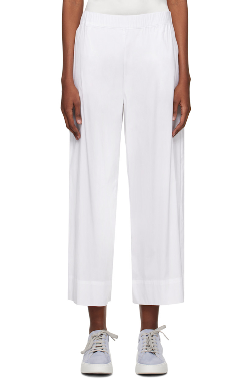 Semi-sheer stretch cotton- and nylon-blend poplin lounge pants.

· Elasticized waistband
· Two-pocket styling

Supplier color: Optical white