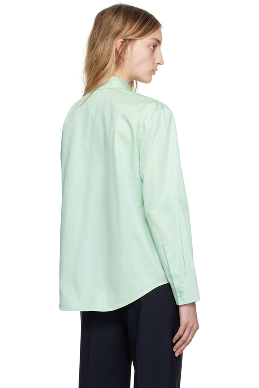 Cotton poplin shirt.

· Paneled construction
· Spread collar
· Button closure
· Shirttail hem
· Single-button barrel cuffs

Supplier color: Sage green