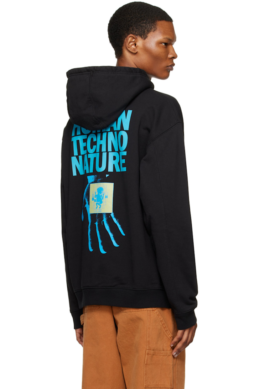 Cotton fleece hoodie.

· Logo graphic printed at front and back
· Kangaroo pocket
· Rib knit hem and cuffs
· Dropped shoulders

Supplier color: Black