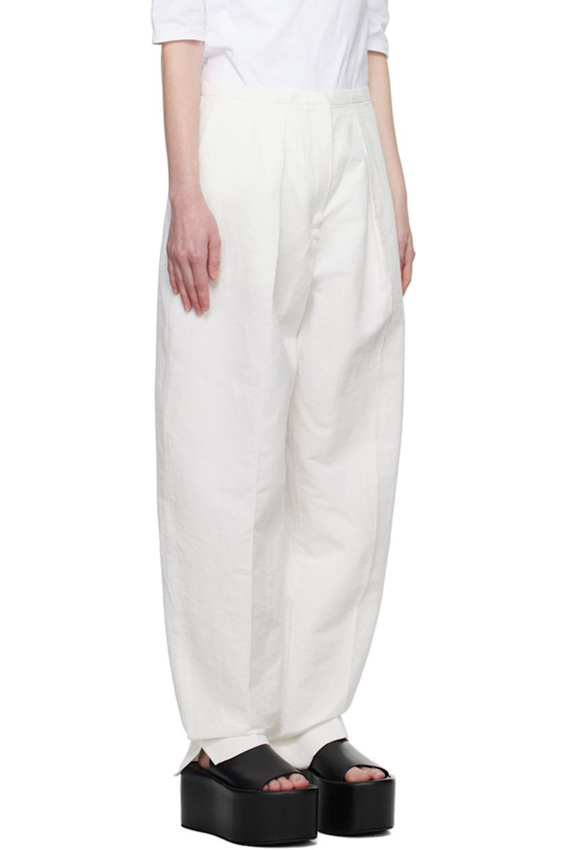 Cotton- and linen-blend twill trousers. 

· Two-pocket styling
· Zip-fly
· Pleats at front

Supplier color: White