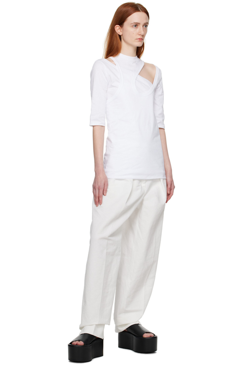 Cotton- and linen-blend twill trousers. 

· Two-pocket styling
· Zip-fly
· Pleats at front

Supplier color: White