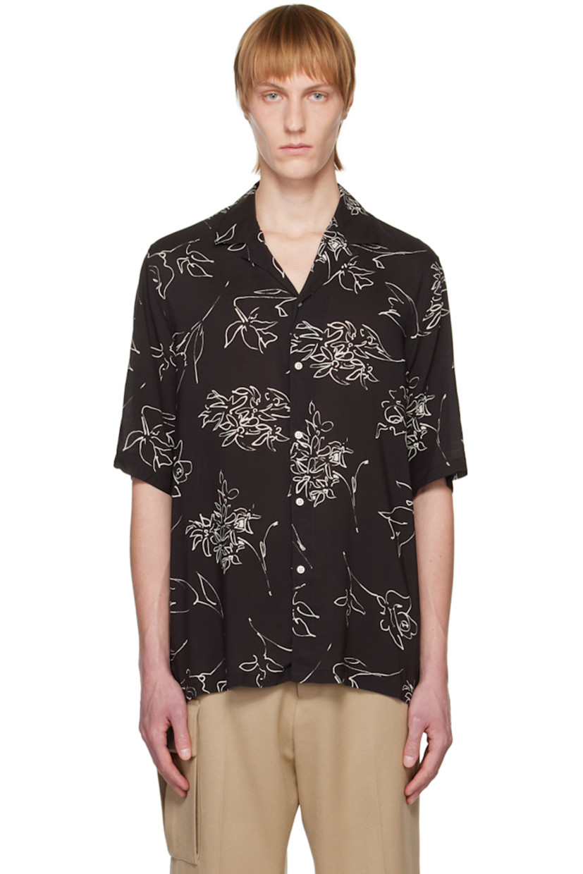 Plain-woven viscose shirt. Graphic pattern printed throughout.

· Open spread collar
· Button closure
· Vented side seams

Supplier color: Black/Ecru