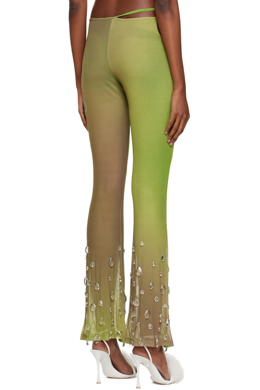 Semi-sheer recycled polyester tulle leggings. Gradient pattern, cutouts, and crystal-cut accents throughout.

Supplier color: Military green