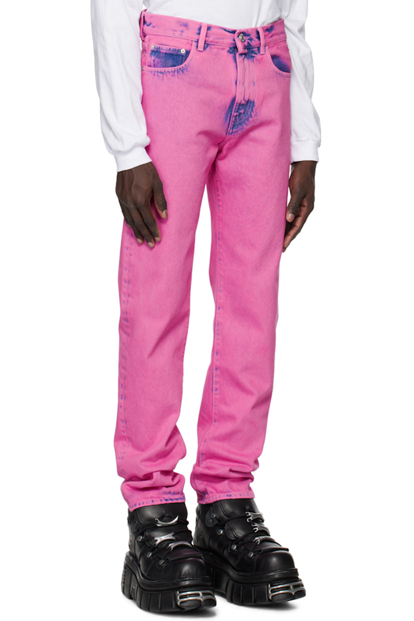 Non-stretch denim jeans. Bleached effect throughout. 

· Belt loops
· Five-pocket styling
· Zip-fly
· Logo hardware at front
· Leather logo patch at back waistband 
· Logo embroidered at back 
· Logo-engraved silver-tone hardware

Supplier color: Fuchsia