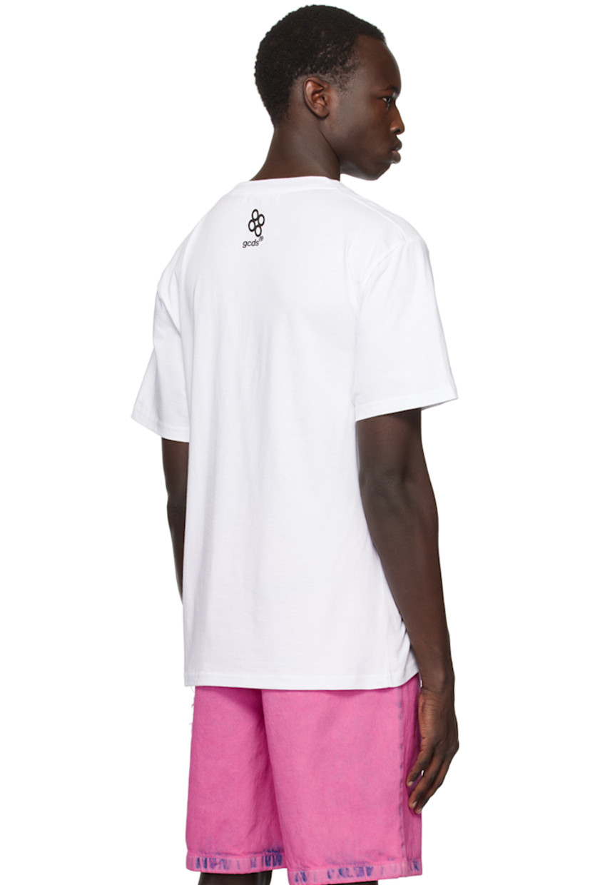 Cotton jersey T-shirt. 

· Rib knit crewneck
· Reflective logo printed at chest
· Logo graphic bonded at back collar

Supplier color: White