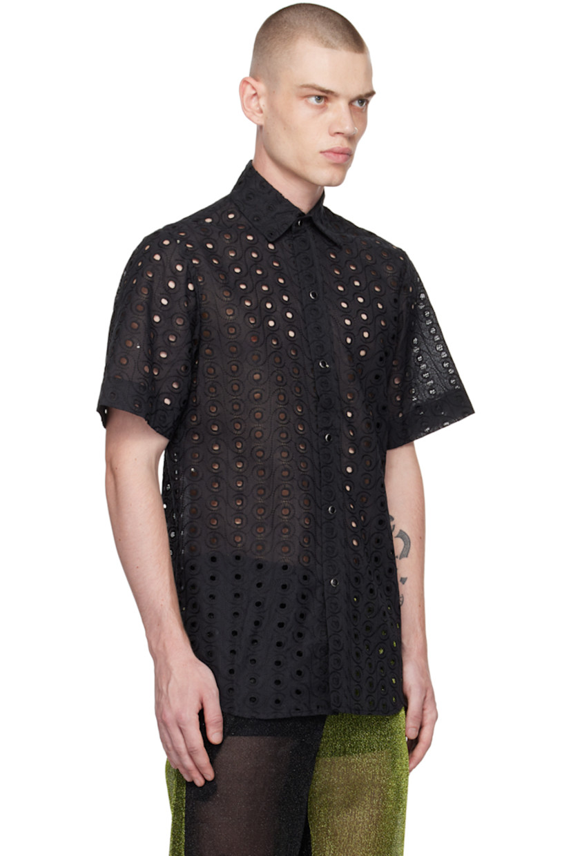 Semi-sheer cotton poplin shirt. Perforated and embroidered detailing throughout. 

· Spread collar
· Button closure

Supplier color: Black