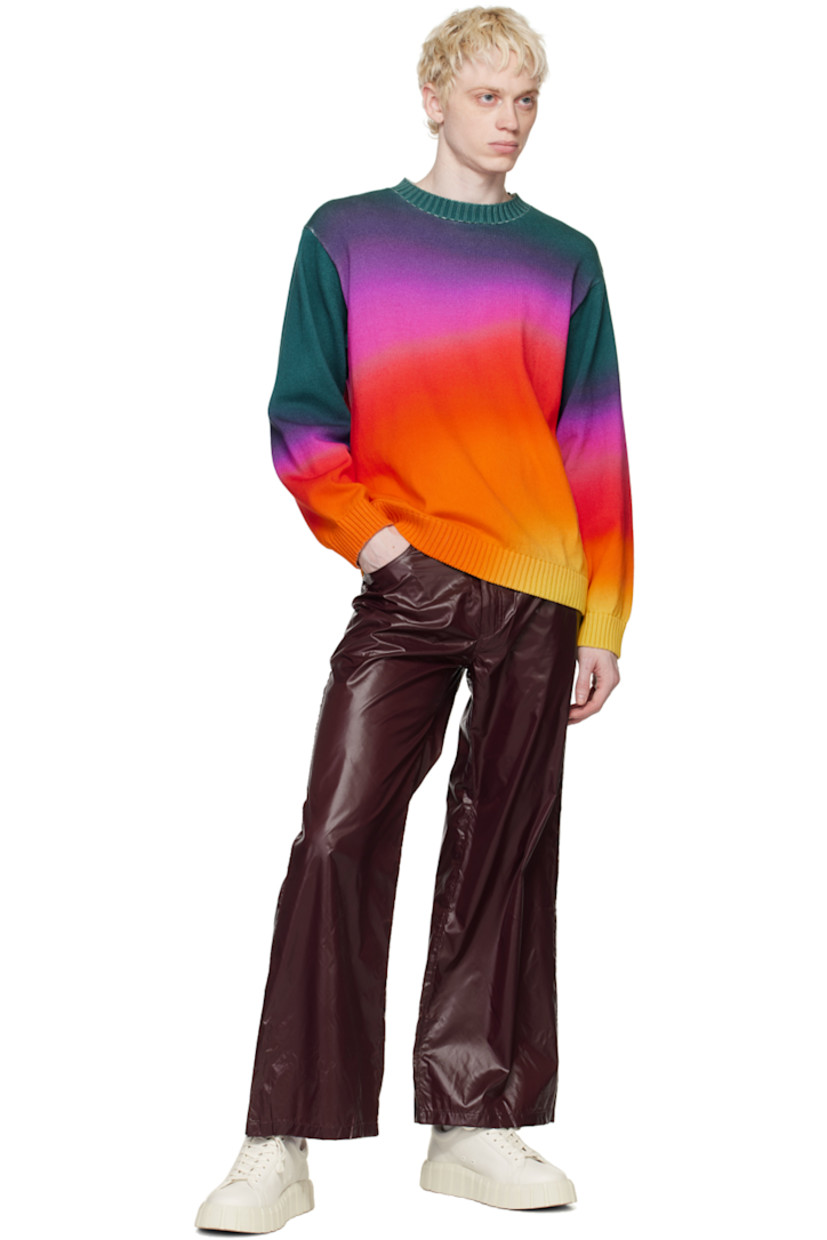 Nylon taffeta trousers.

· Belt loops
· Five-pocket styling
· Zip-fly
· Unlined

Supplier color: Purple