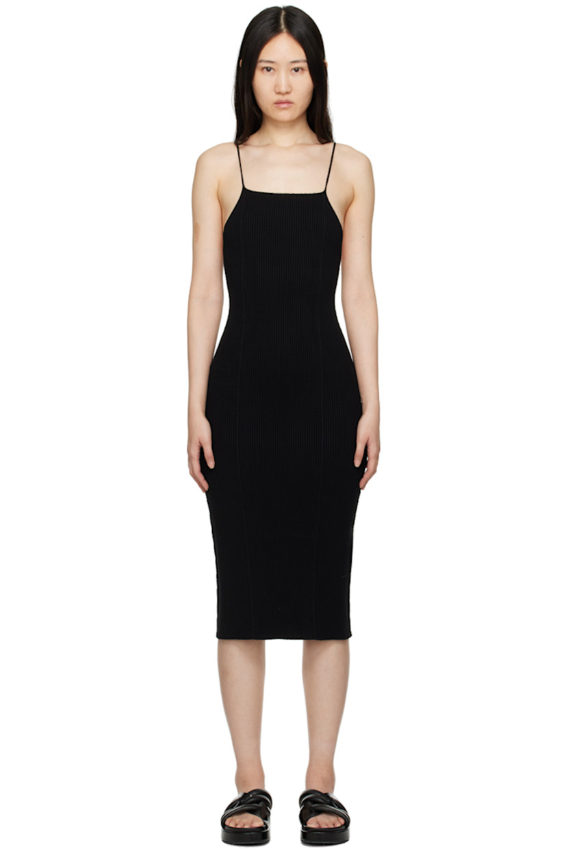 Rib knit FSC-certified Ecovero viscose-blend dress. Seamless WholeGarment® technology.

· Square neck
· Fixed spaghetti straps
· Low back
· Unlined

Part of the ZERO collection. 

Supplier color: Black