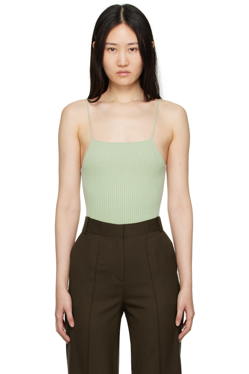 Rib knit FSC-certified Ecovero viscose-blend bodysuit. Seamless WholeGarment® technology.

· Square neck
· Fixed spaghetti straps
· Low back

Part of the ZERO collection. 

Supplier color: Sage