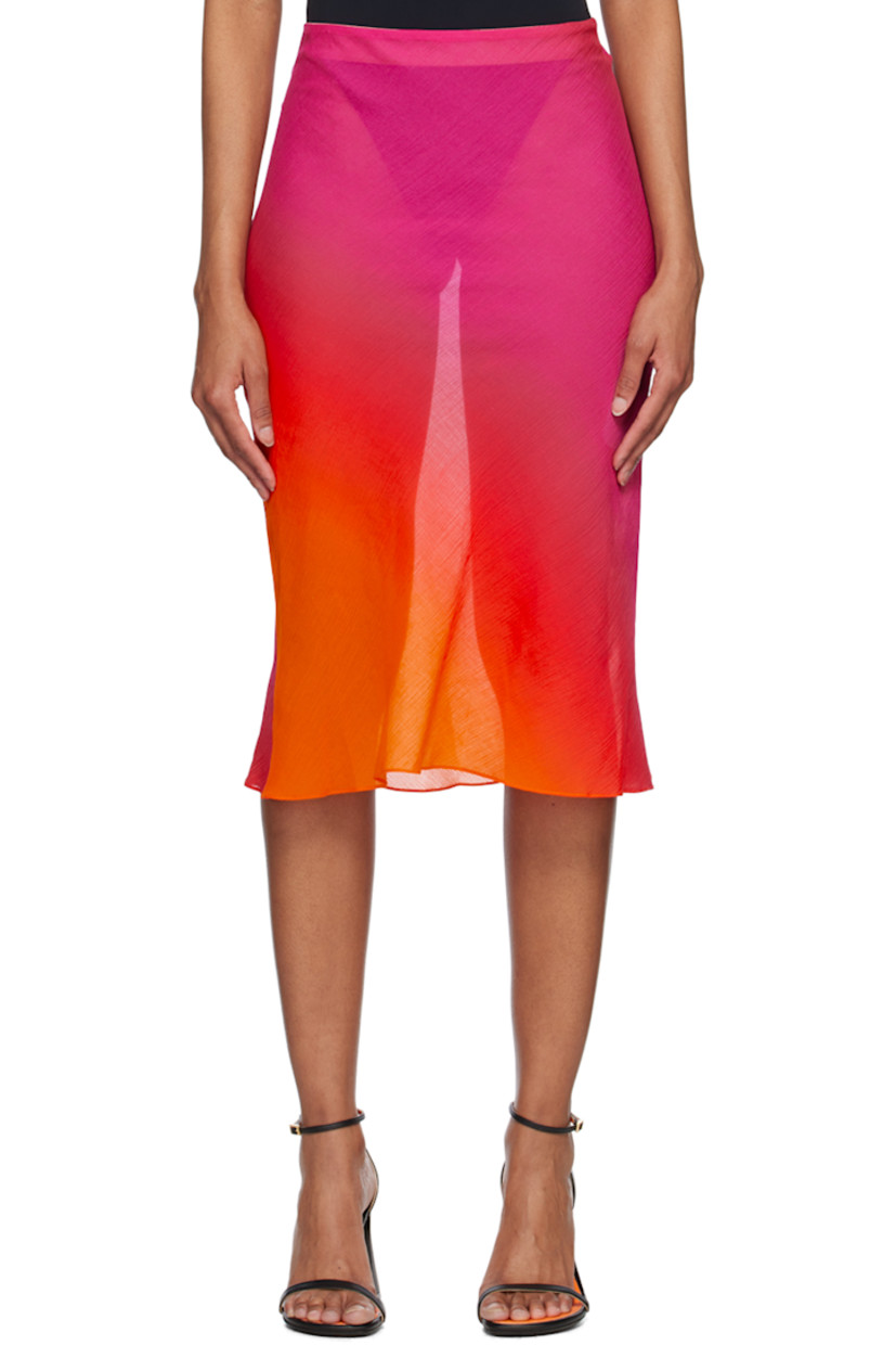 Semi-sheer bias-cut cotton- and silk-blend chiffon skirt. 

· Elasticized waistband
· Unlined

Supplier color: Hot pink gradient