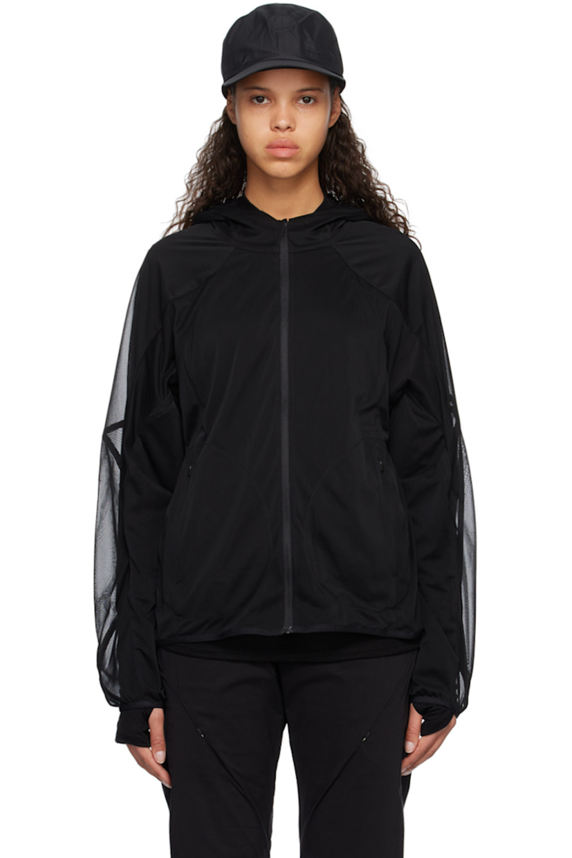 Lightweight and breathable sheer polyester mesh hoodie.

· Paneled construction
· Zip closure
· Zip pockets
· Dolman sleeves
· Elasticized cuffs

Supplier color: Black