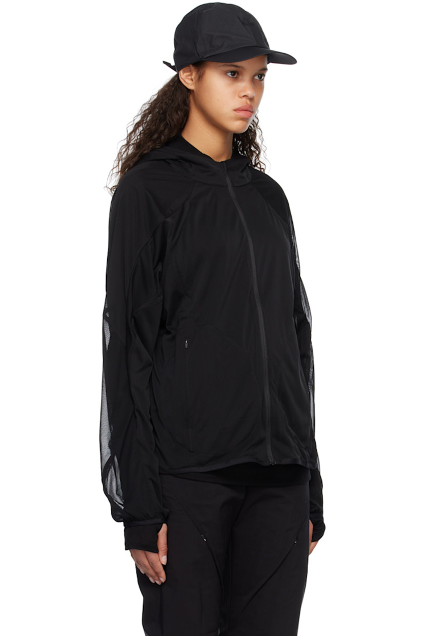 Lightweight and breathable sheer polyester mesh hoodie.

· Paneled construction
· Zip closure
· Zip pockets
· Dolman sleeves
· Elasticized cuffs

Supplier color: Black