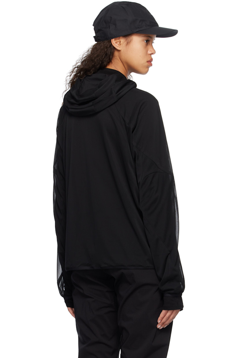 Lightweight and breathable sheer polyester mesh hoodie.

· Paneled construction
· Zip closure
· Zip pockets
· Dolman sleeves
· Elasticized cuffs

Supplier color: Black