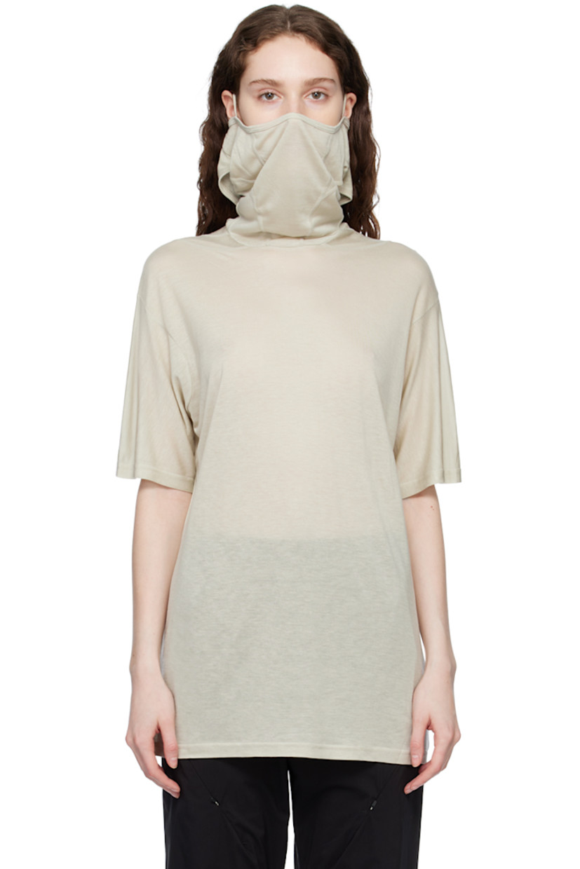 Lightweight lyocell jersey T-shirt. 

· Paneled construction 
· Twin ear loops at integrated balaclava

Face masks and face coverings are final sale and are not eligible for return or exchange.

Supplier color: Warm grey