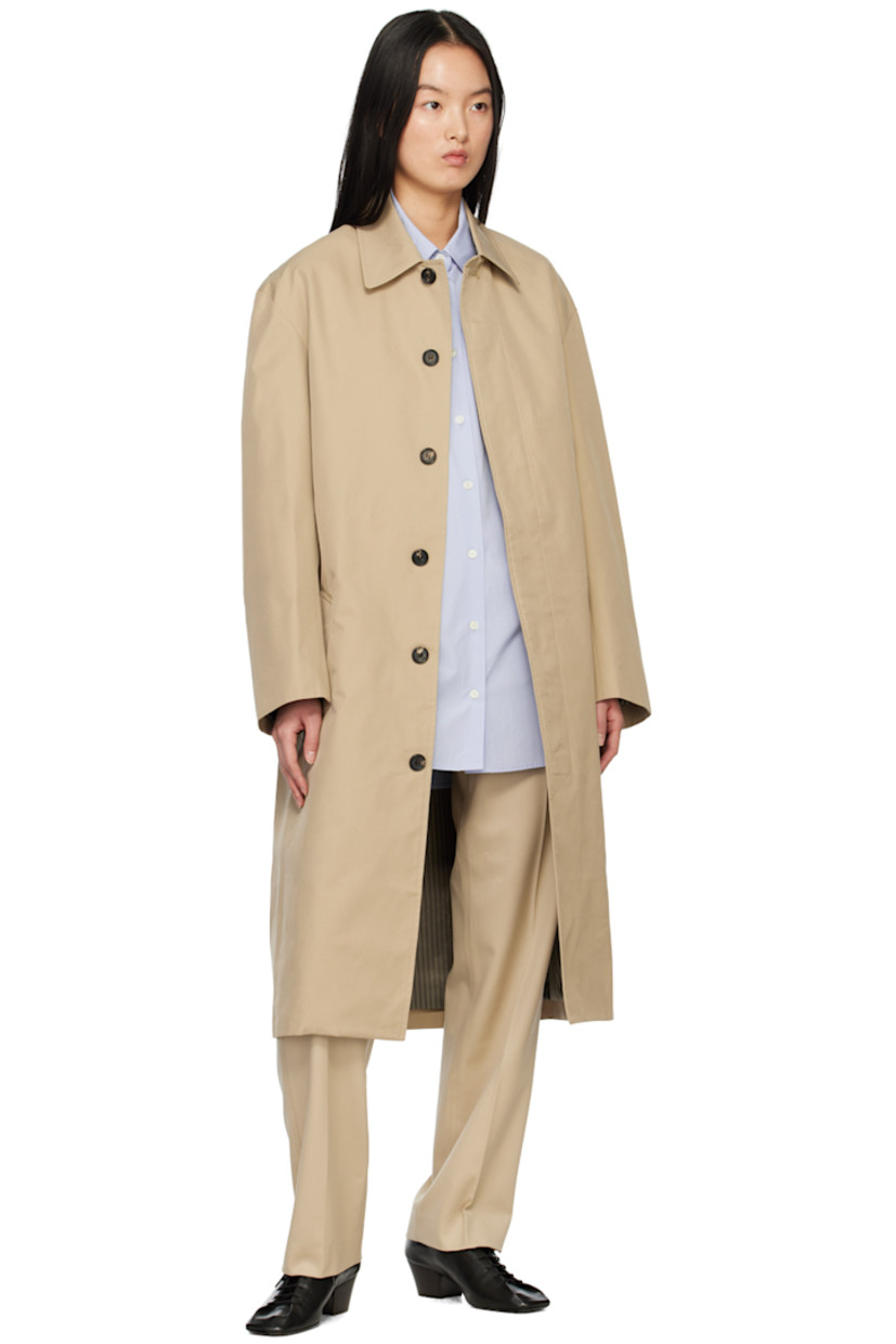 Relaxed-fit straight-leg wool twill trousers. 

· Belt loops
· Four-pocket styling
· Zip-fly
· Creased legs

Supplier color: Beige