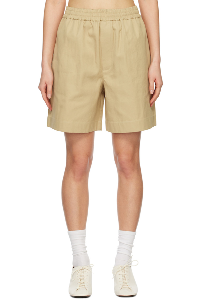 Cotton twill shorts. 

· Concealed drawstring at elasticized waistband
· Two-pocket styling
· Mock-fly

Supplier color: Beige
