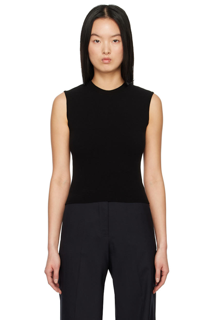 Knit viscose and polyester-blend tank top.

· Rib knit crewneck
· Cropped hem

Supplier color: Black